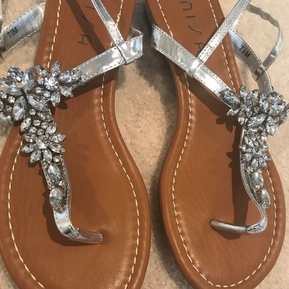 unisa silver rhinestone sandals